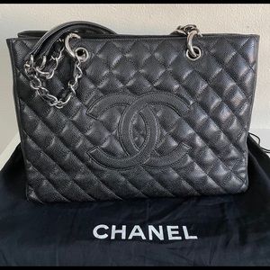 Chanel Large Grand Tote Bag Quilted Caviar